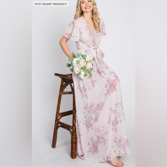 Ricarica Dress light purple and mauve floral flowy dress. - Picture 4 of 10